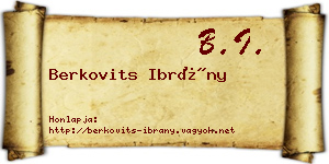 Berkovits Ibrány névjegykártya